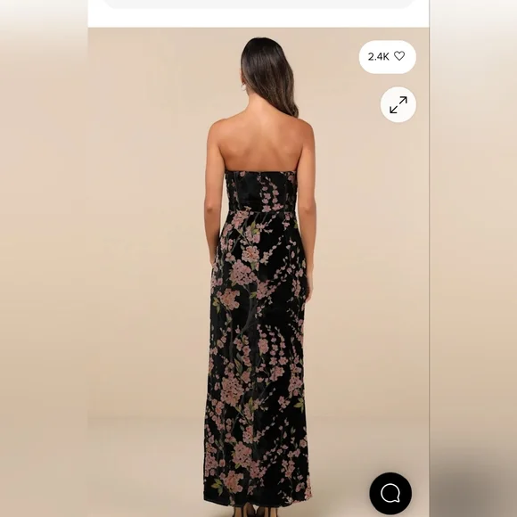 Luxurious Allure Black Burnout Velvet Strapless Maxi Dress - Picture 2 of 8